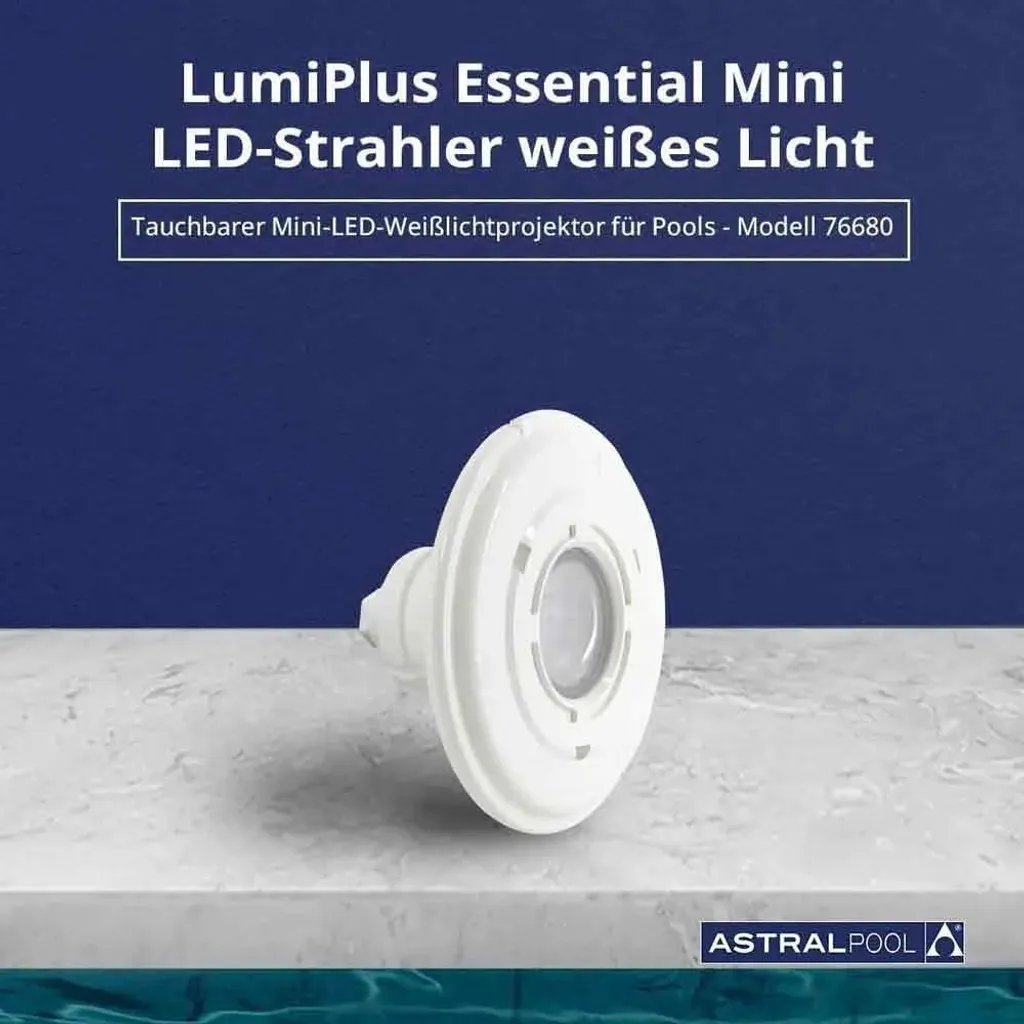 Mini projecteur LED blanc argenté Astralpool 76680 encastrable design - 3