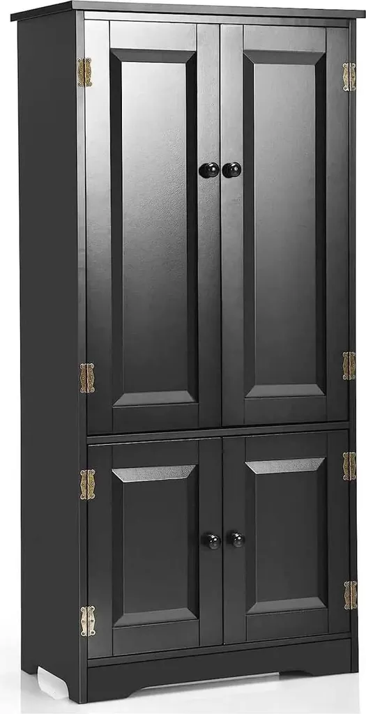 Armoire d'entrée vintage noir avec étagère réglable - Meuble de rangement