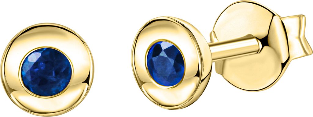 V Ohrstecker 375/- Gold 0,4cm gelb Saphir blau 371320867-4