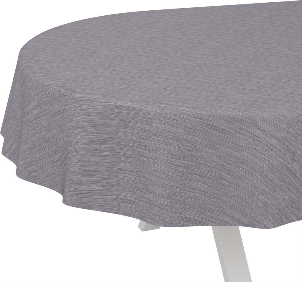 Tischdecke Wachstuch Einfarbig Grau Robust Wasserabweisend Oval Breite 140 cm Länge 180 cm