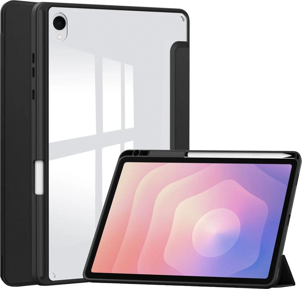 Schutzhülle mit Klappe für Galaxy Tab S11, Bizon Case Tab Clear Matt, Schwarz