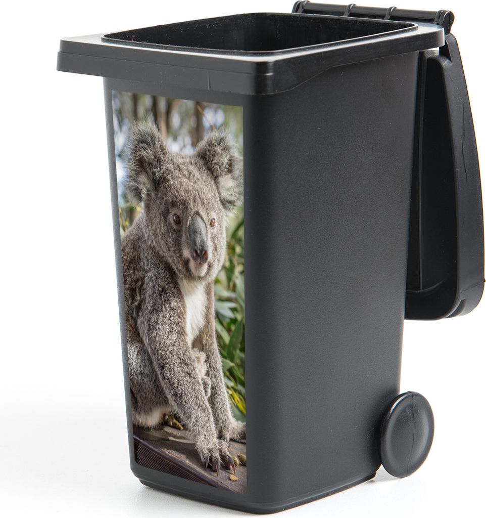 MuchoWow Mülltonnenaufkleber Koala - Holz - Pflanzen - Kinder - Jungen - Mädchen 44x98 cm - Containeraufkleber - Aufkleber - Mülltonnen-Aufkleber