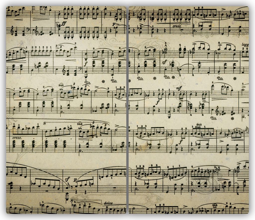 Tulup Glas-Herdabdeckplatte - 2x30x52cm - Glaskeramikkochfeld-Abdeckung Spritzschutz Zweiteilig Noten