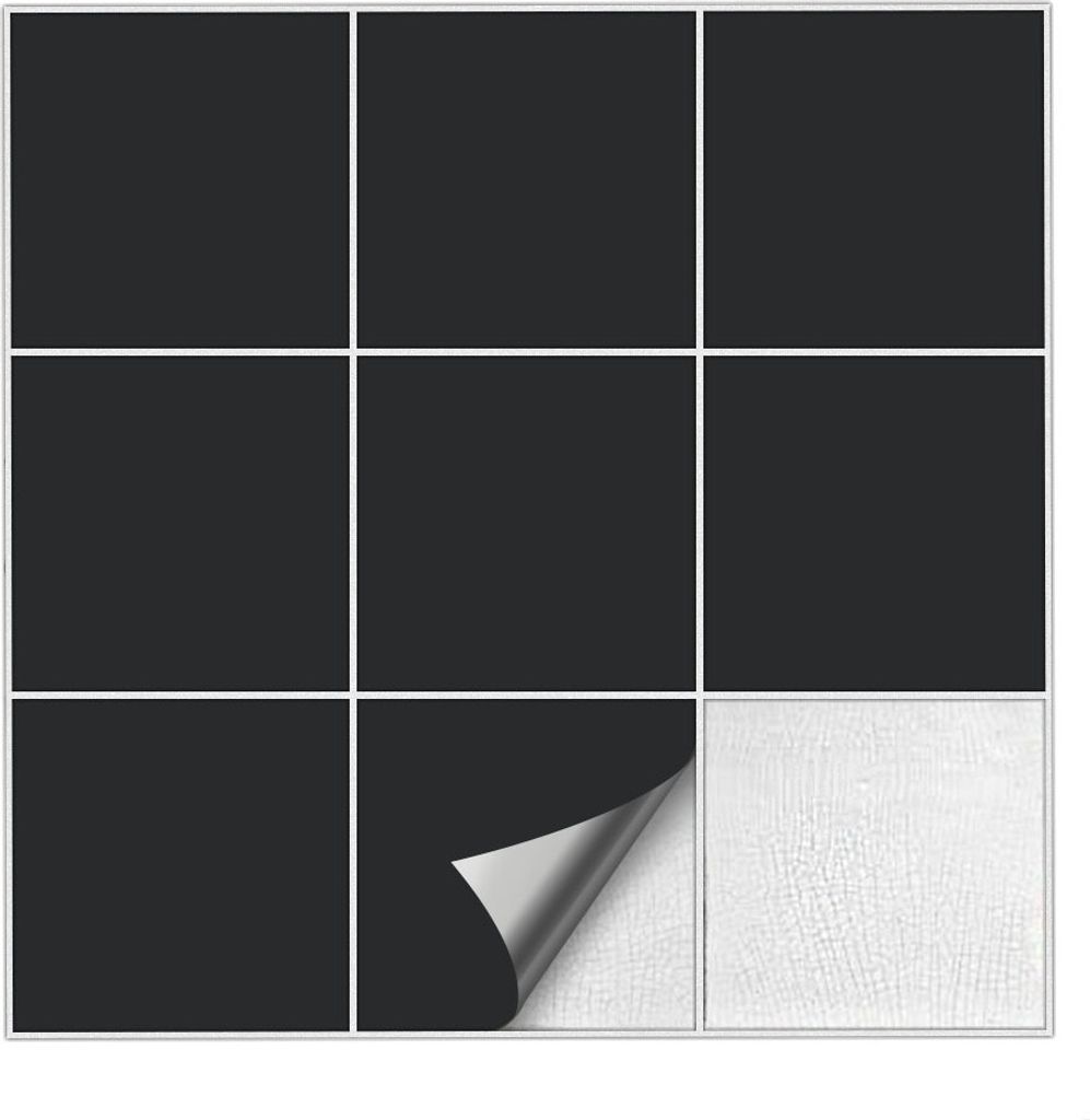 Kiwistar Fliesenaufkleber Schwarz Seidenmatt - 19,5 x 19,5 Produktbild