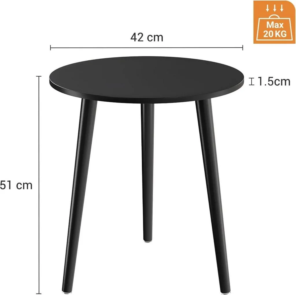 Table basse d'appoint ronde 42cm noire pour petit salon et chambre