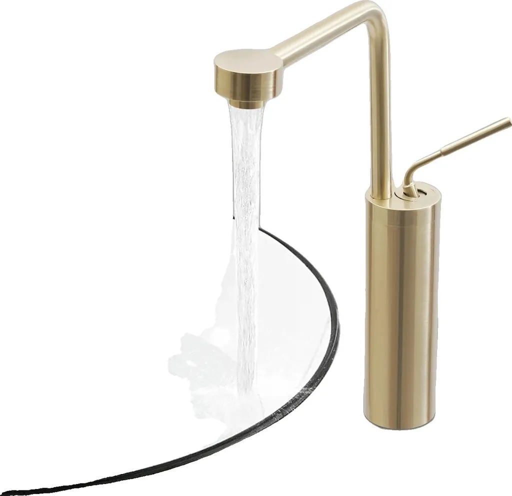 Miscelatore Lavabo Muro Ottone 360° - Altezza 32.5 cm Design Minimal