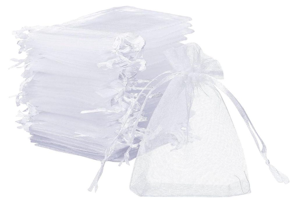 50 x Organza Säckchen Weiß Organzabeutel Schmucksäckchen Produktbild 