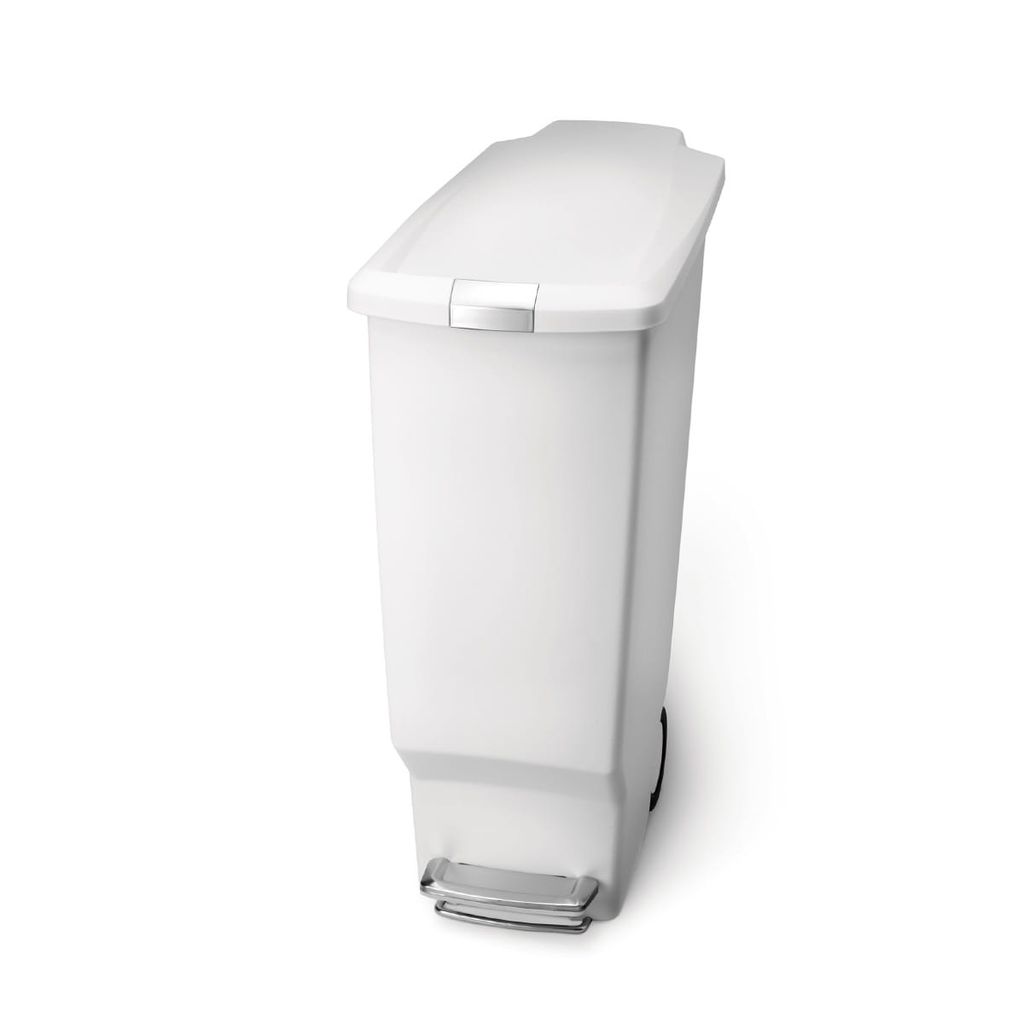 simplehuman 40 Liter schmal Treteimer, weißer Kunststoff - 16,5x16,5x28 cm; CW1362