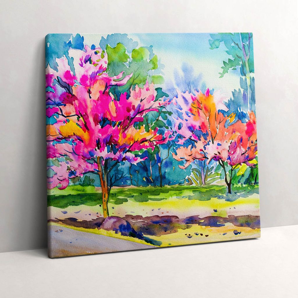 Abstract colorful trees – Leinwandbild Wandbild – 60x60 cm Produktbild 
