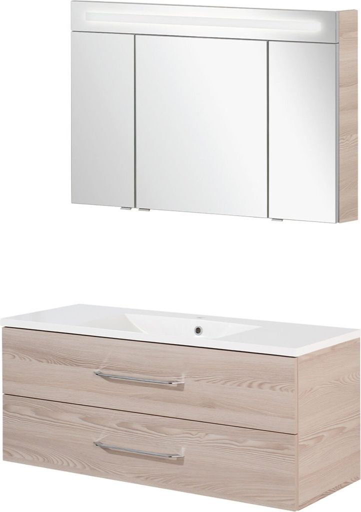 Fackelmann B.CLEVER Badmöbel Set 3-teilig 120 cm, Braun hell