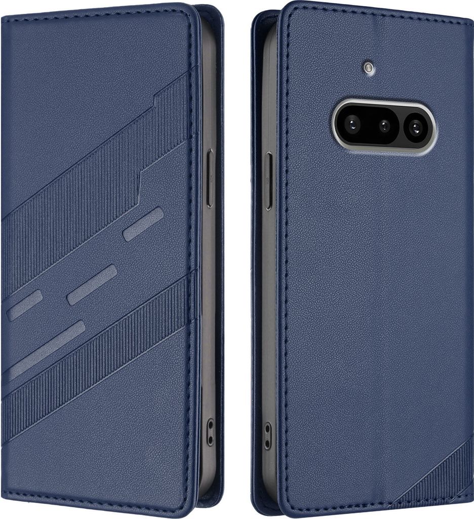 Hülle für Nothing Phone 3a, Kunstleder Brieftaschen Handyhülle mit Kartenfach und Standfunktion Blau