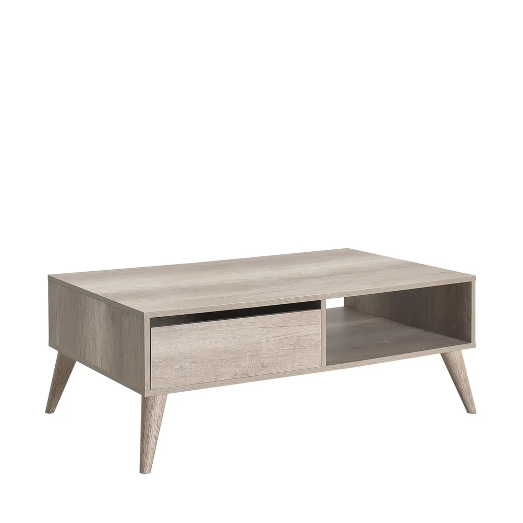 Table Basse Noyer Clair 110 cm Anti-Rayures Skye Decor pour Salon Chic