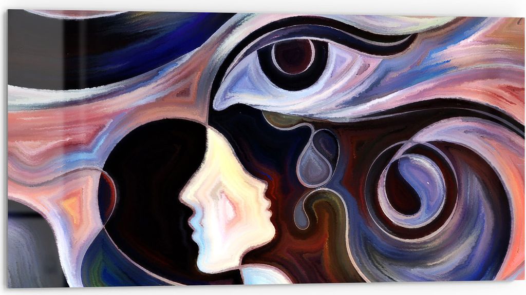 DEQORI Küchenrückwand Glas 80x40 cm 'Die innere Stimme' Spritzschutz Bad Rückwand