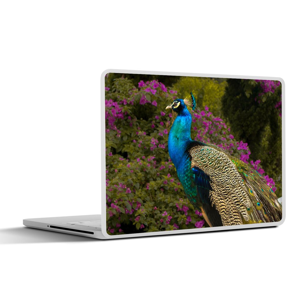 MuchoWow Laptop Aufkleber Sticker Cover Pfau - Blumen - Vogel 30x21 cm - Sticker für Laptop - Selbstklebend