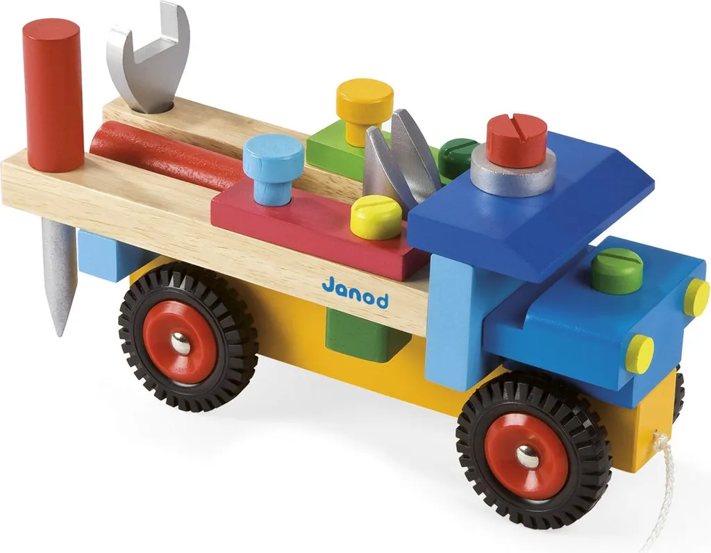 Janod Camion de Bricolage en Bois avec 24 Accessoires pour Enfant