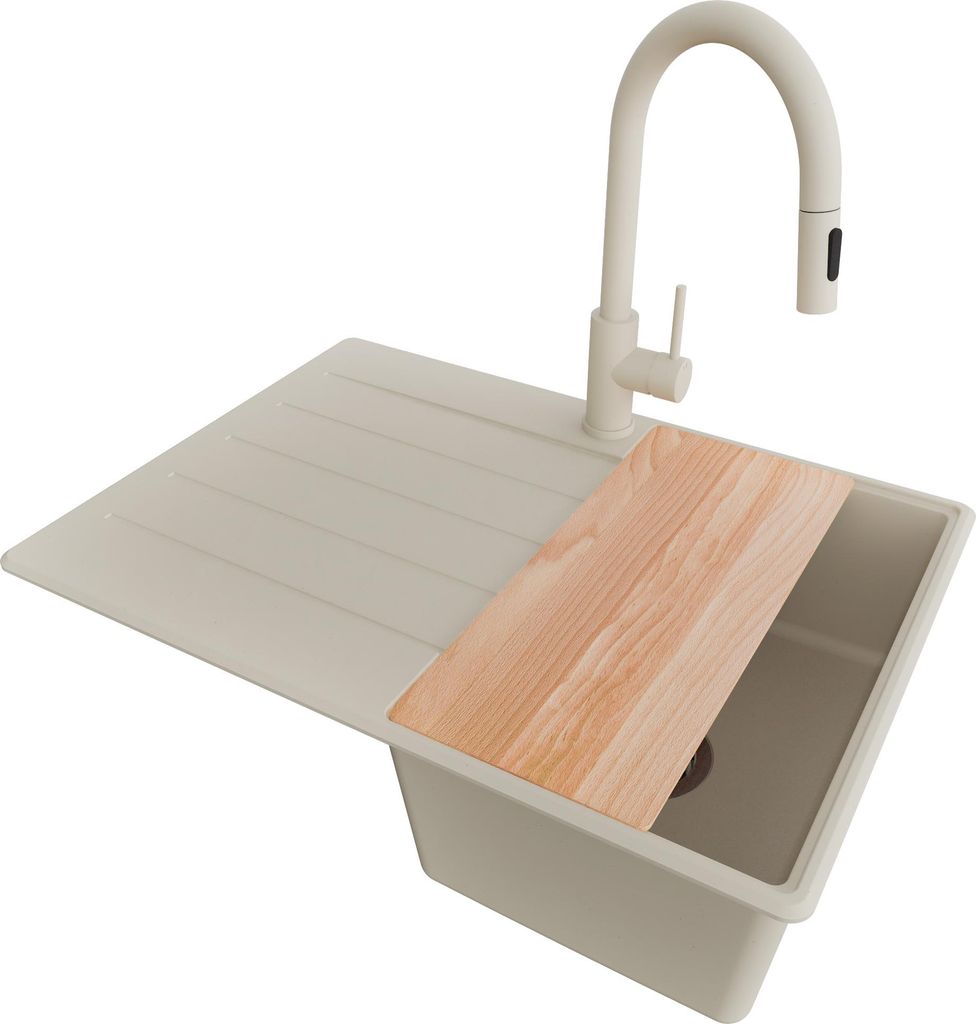 PRIMAGRAN Granitspüle Beige 70x50cm, Spülbecken 1 Becken + Produktbild 