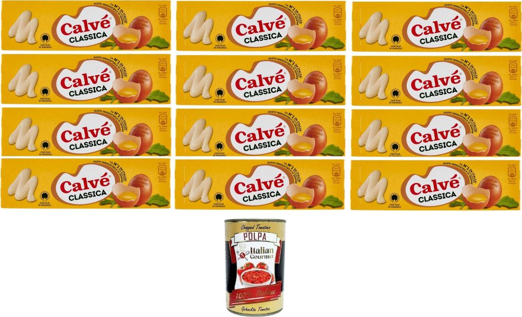 Calvé Calve Klassik Mayonnaise mayonaise Soße Sauce Mayo Imbiss Fritten 12x 150ml + Italian Gourmet polpa 400gr