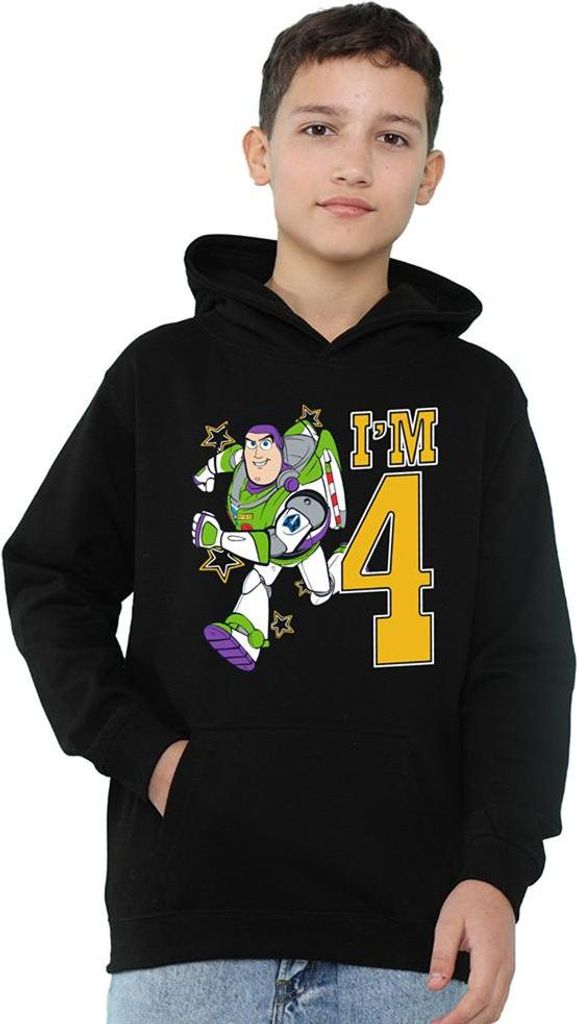 Toy Story - "I'm 4" Hoodie zum Überziehen für Kinder, Geburtstag TV22787 (116) (Schwarz)