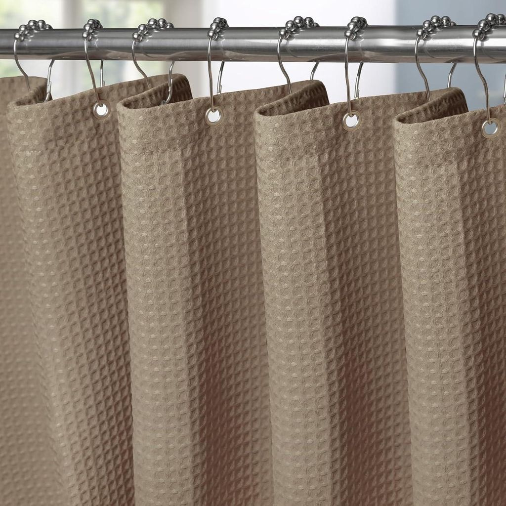 Sprchová záclona, vaflová tkanina, farba khaki, 152 x 182 Obrázok produktu 
