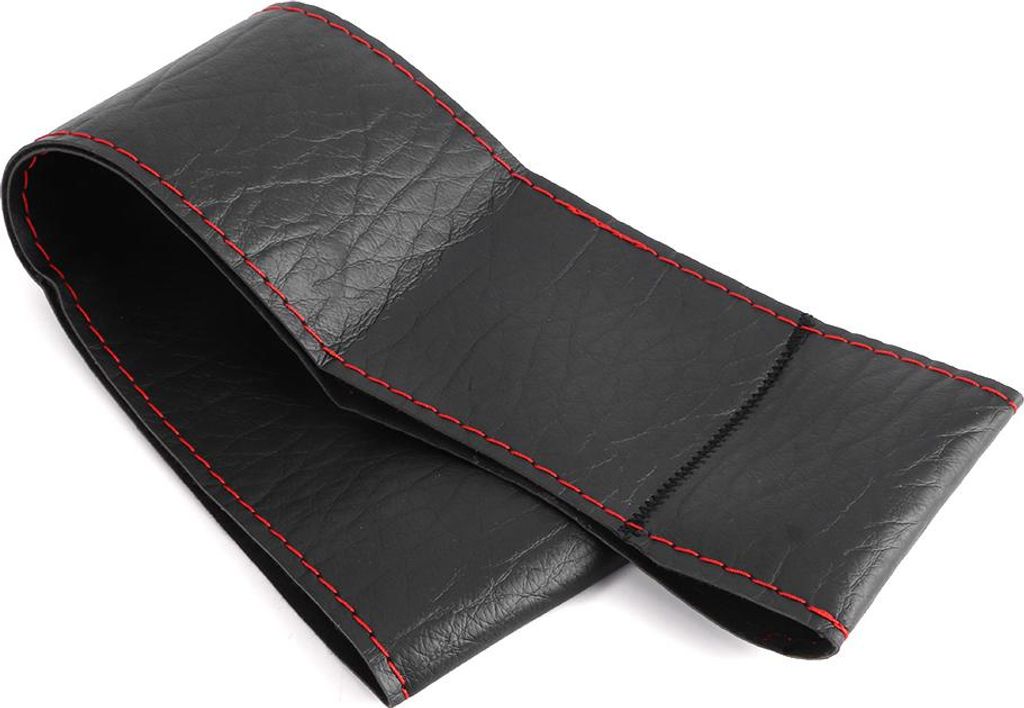 Lenkradbezug, Elefantenhaut, genarbtes Leder, zum Selbermachen, Nähen mit Nadeln, Faden, Auto-Innenzubehör, Schwarz, Rot