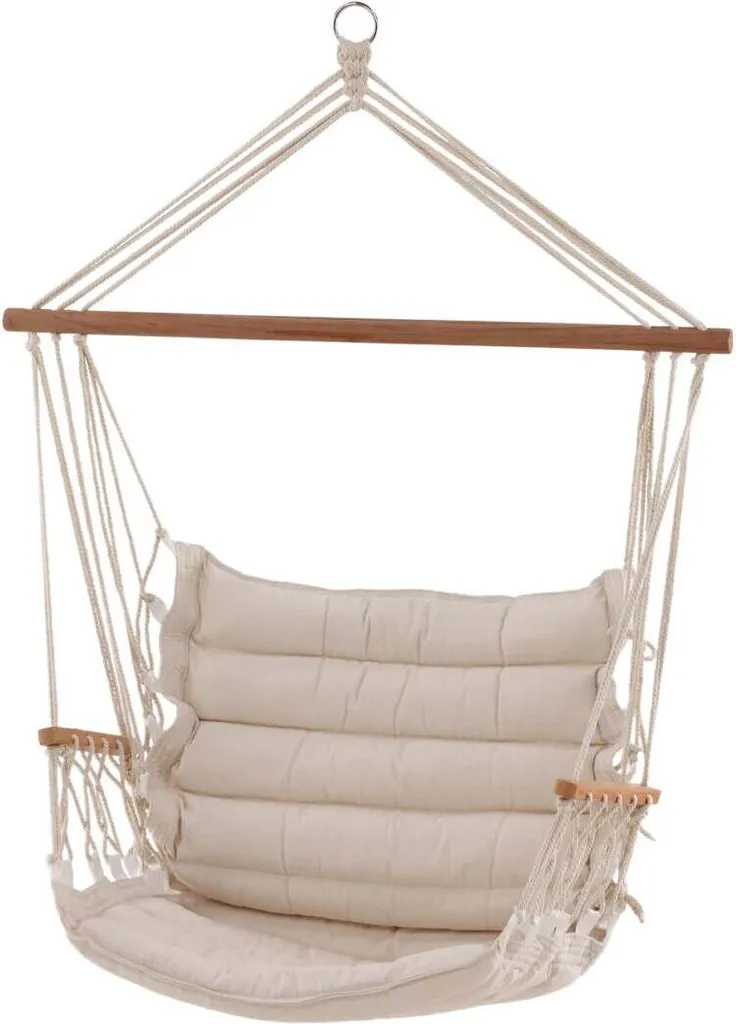 Fauteuil suspendu Tapaz beige : l'astuce confort pour petit jardin 70cm