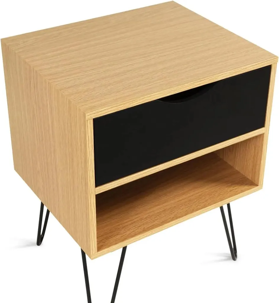 Petite commode de chevet 1 tiroir style exotique chic 40x34x50 cm