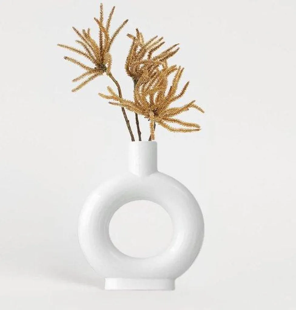 Vase décoratif en céramique blanche pour centre de table moderne 19cm