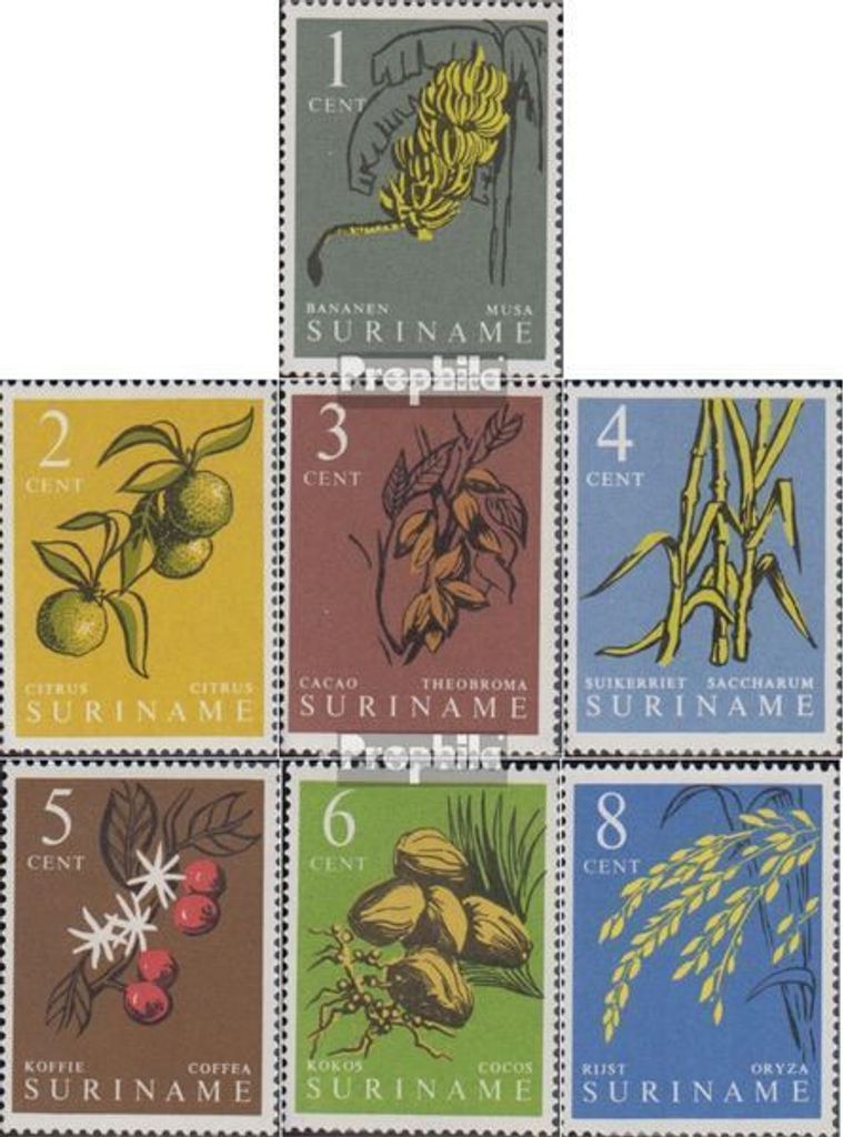 Briefmarken Suriname 1961 Mi 389-395 (kompl.Ausg.) postfrisch Nutzpflanzen