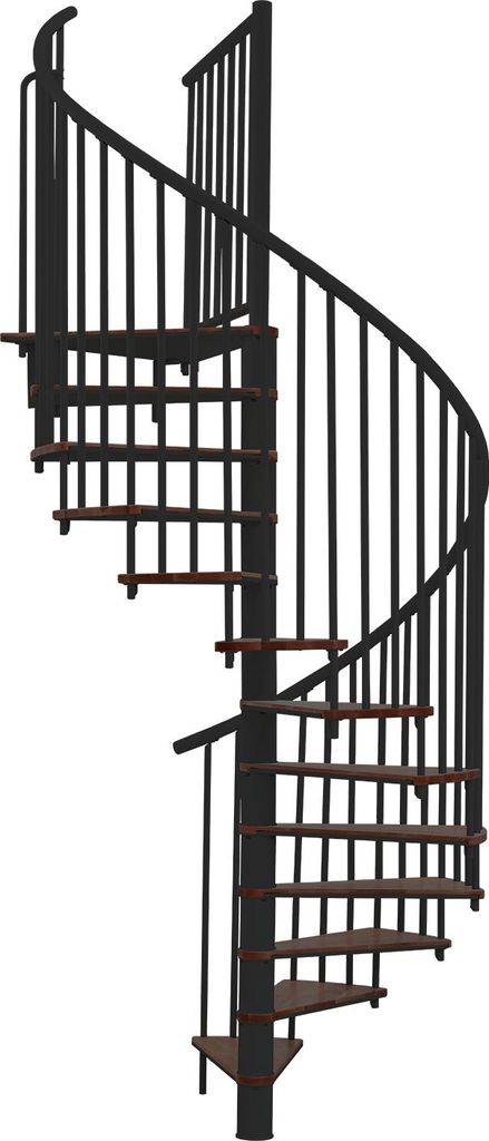 Minka Spindeltreppe Switch 36 - 295cm Geschosshöhe Walnuss Schwarz 160cm Durchmesser