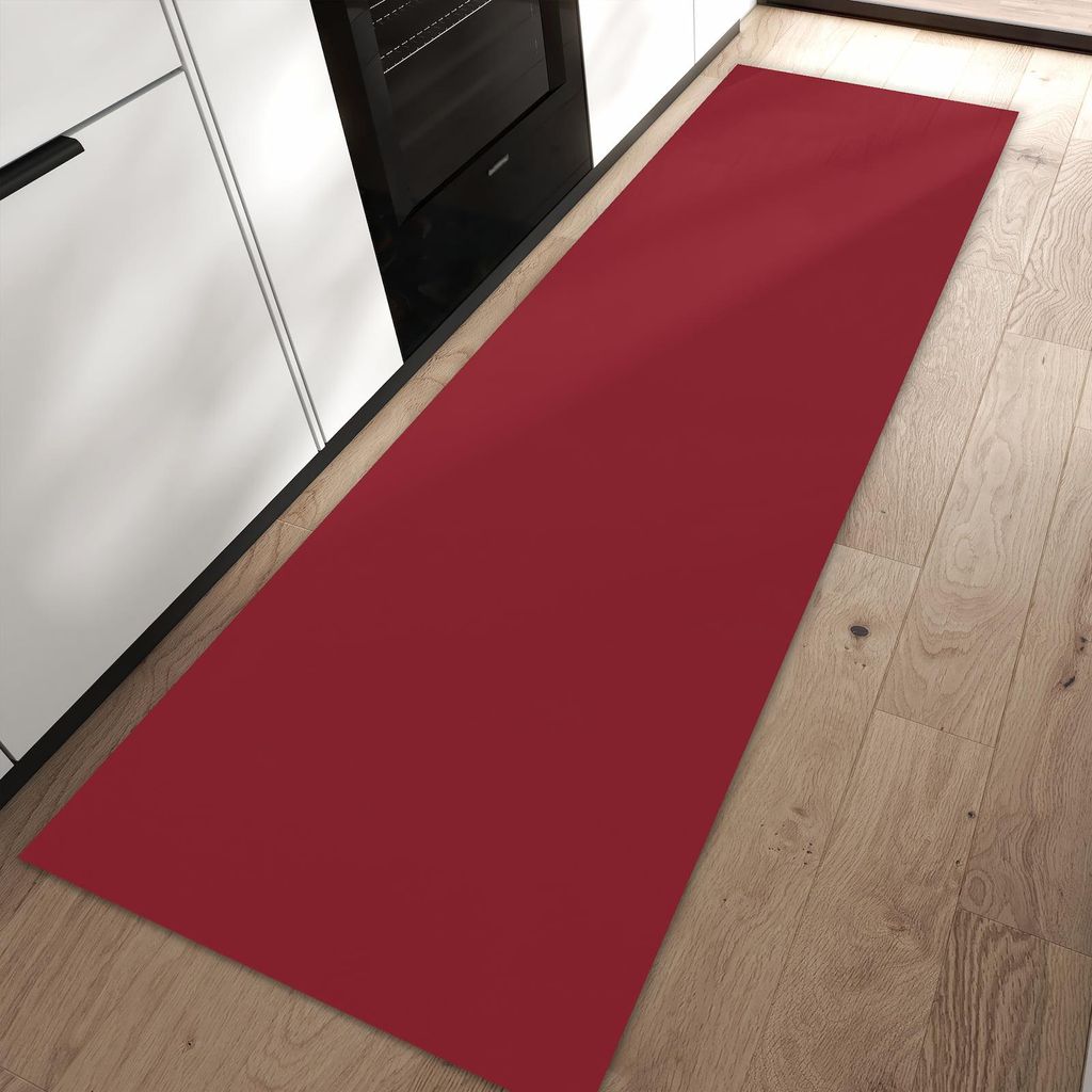 Küchenteppich 80x250cm rutschfest & abwischbar PVC Läufer - Weinroter Hintergrund II
