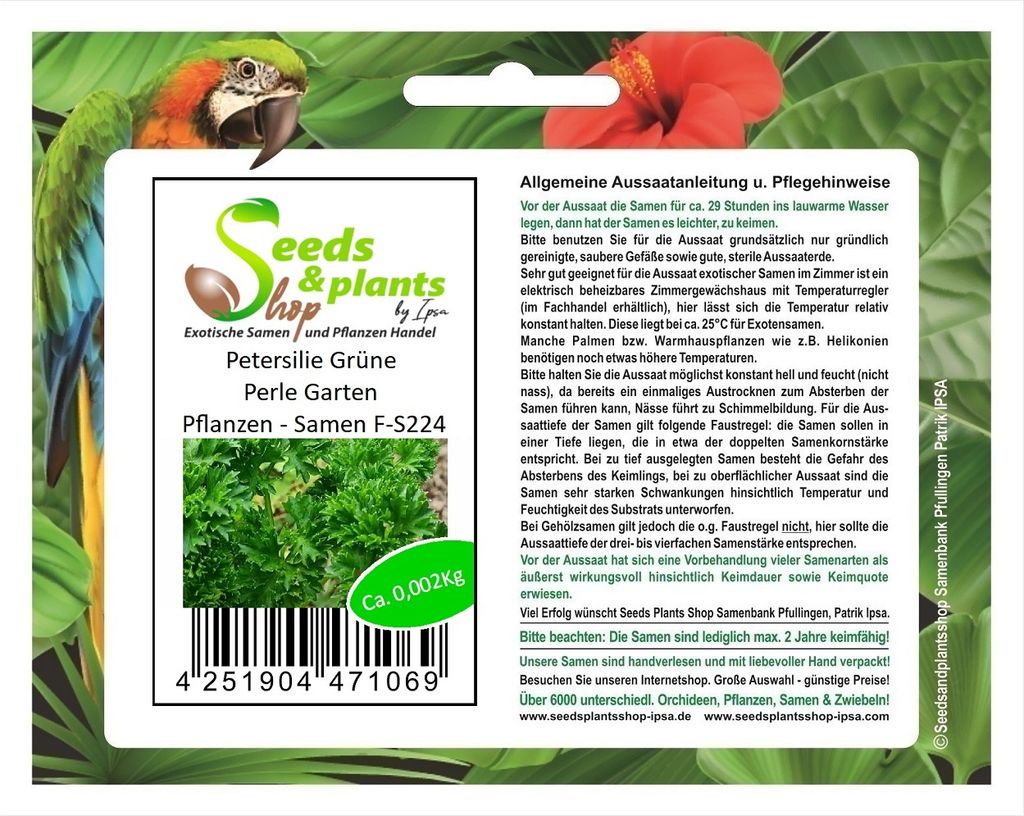2 g Petersilie Grüne Perle Garten Pflanzen - Samen F-S224