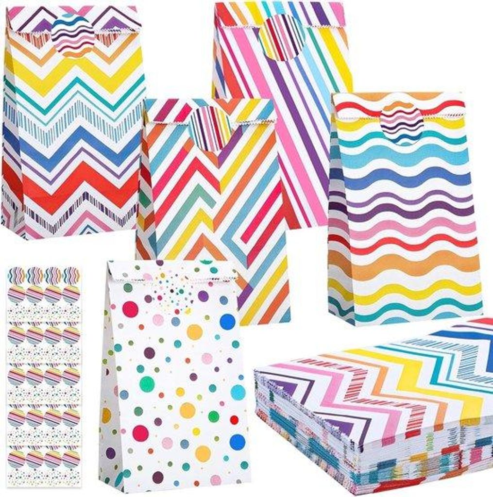 Bunte Geschenktüten 22x12x7cm, Party, Kindergeburtstag