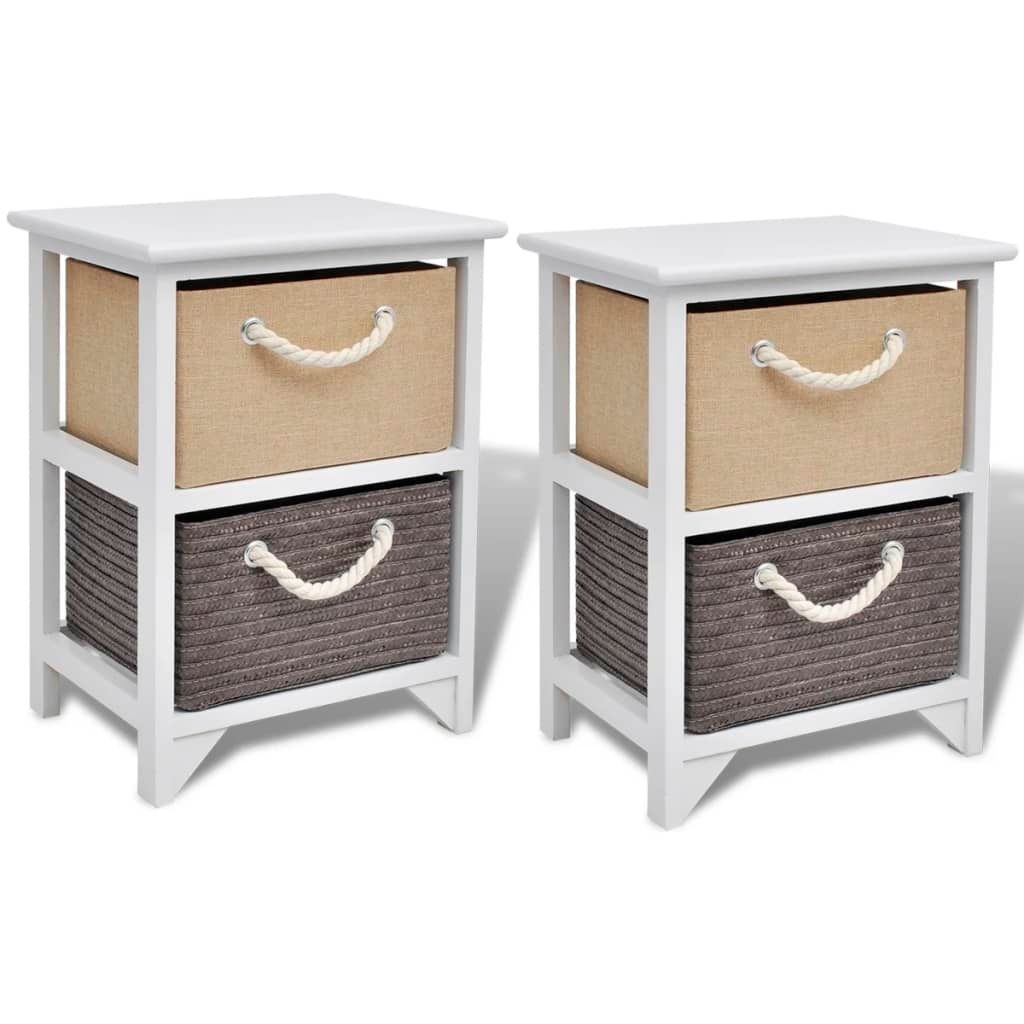 dkd-home-decor Nachttisch 2 Stk. im rustikalen Stil aus Paulownia-Holz + MDF mit Seilgriffen, 35 x 27 x 48 cm (B x T x H)