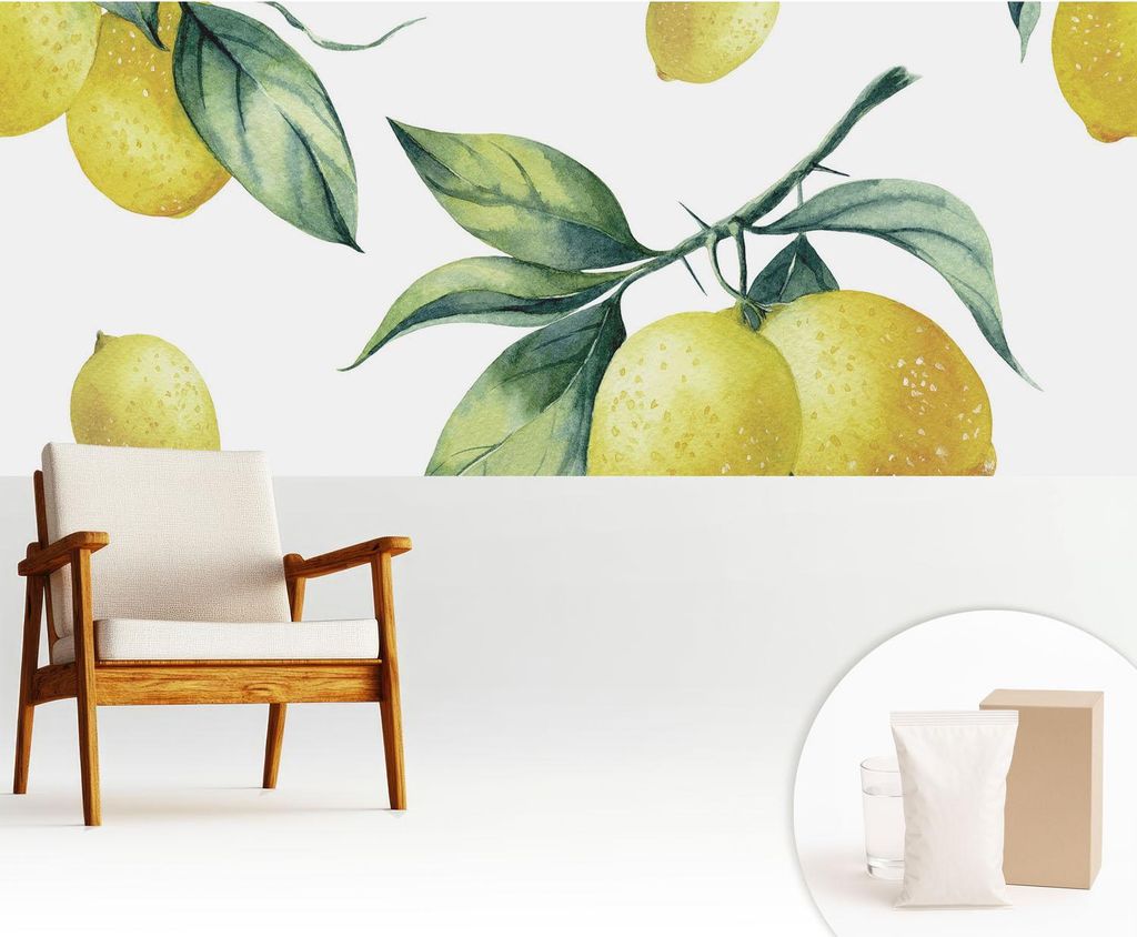 Fototapete - 250x104 cm - Tapete - Wandtapete - Wandbilder - Dekofolie - Tapete Folie - Wand - Dekoration - Wohnzimmer - Zitronenmotiv