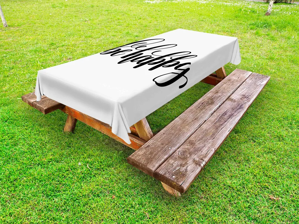 ABAKUHAUS Sei Felice Tovaglia Esterno 145x305 cm Calligrafica Nero Bianco