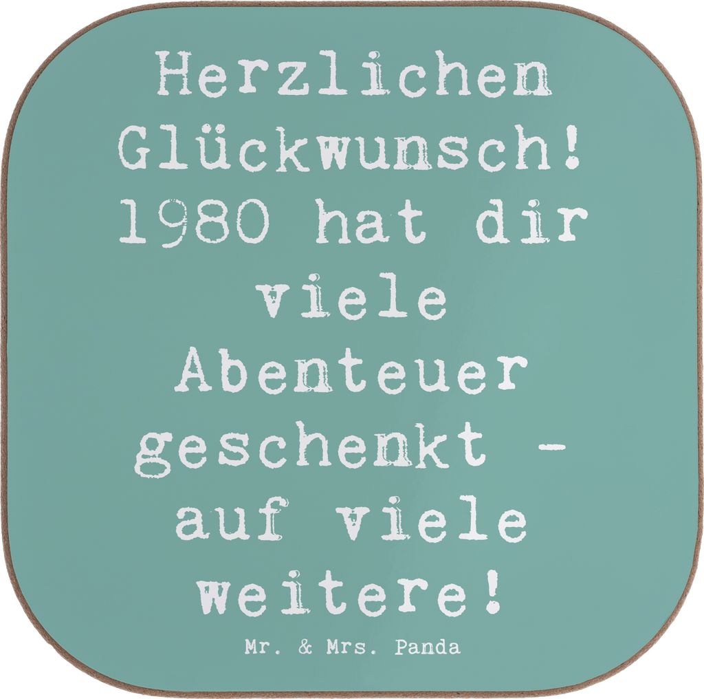Mr. & Mrs. Panda Untersetzer Glas Spruch 1980 Geburtstag Produktbild 