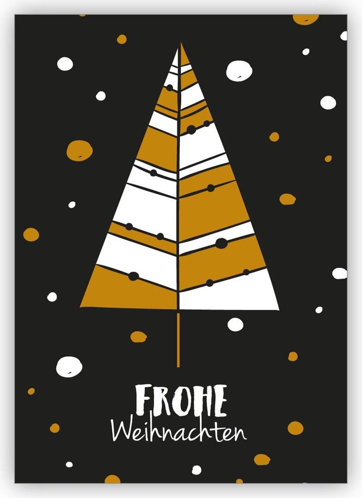 Edle moderne Retro Weihnachtskarte mit Weihnachtsbaum: Frohe Weihnachten