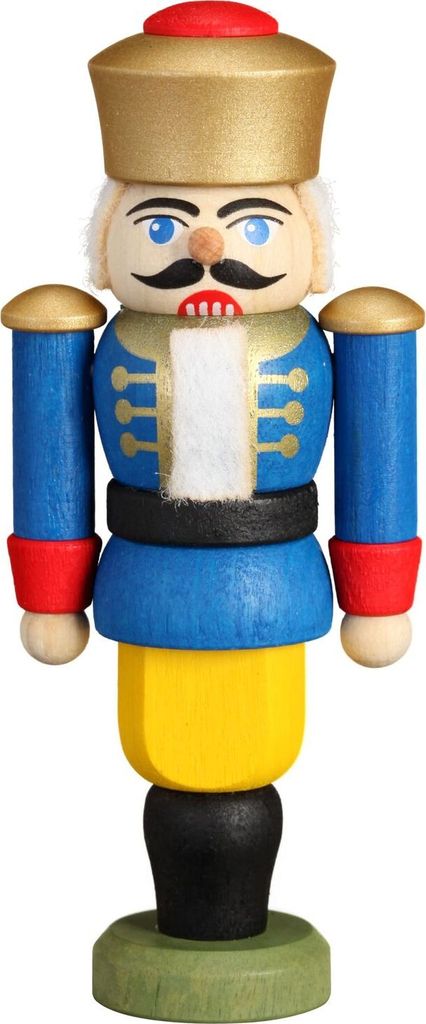 König blau (9cm) Nussknacker von Seiffener Volkskunst