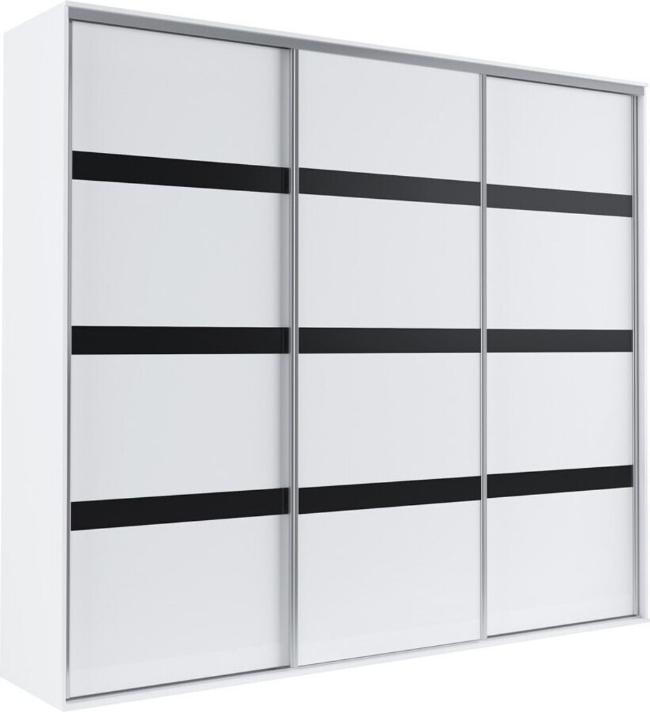 Schwebetürenschrank Grande 277X244X62 Kleiderschrank Schrank Schwebetürenschrank Grande 277X244X62 Kleiderschrank Schrank weiß/schwarzes Lacobel