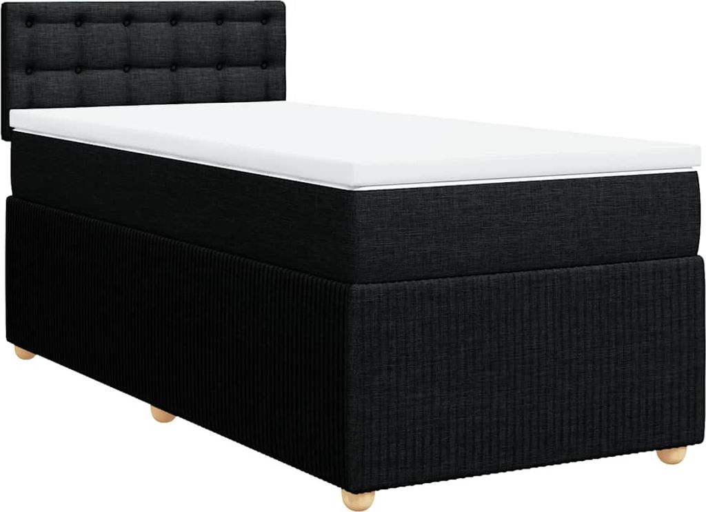 vidaXL Boxspringbett mit Matratze Schwarz 90x200 cm Stoff