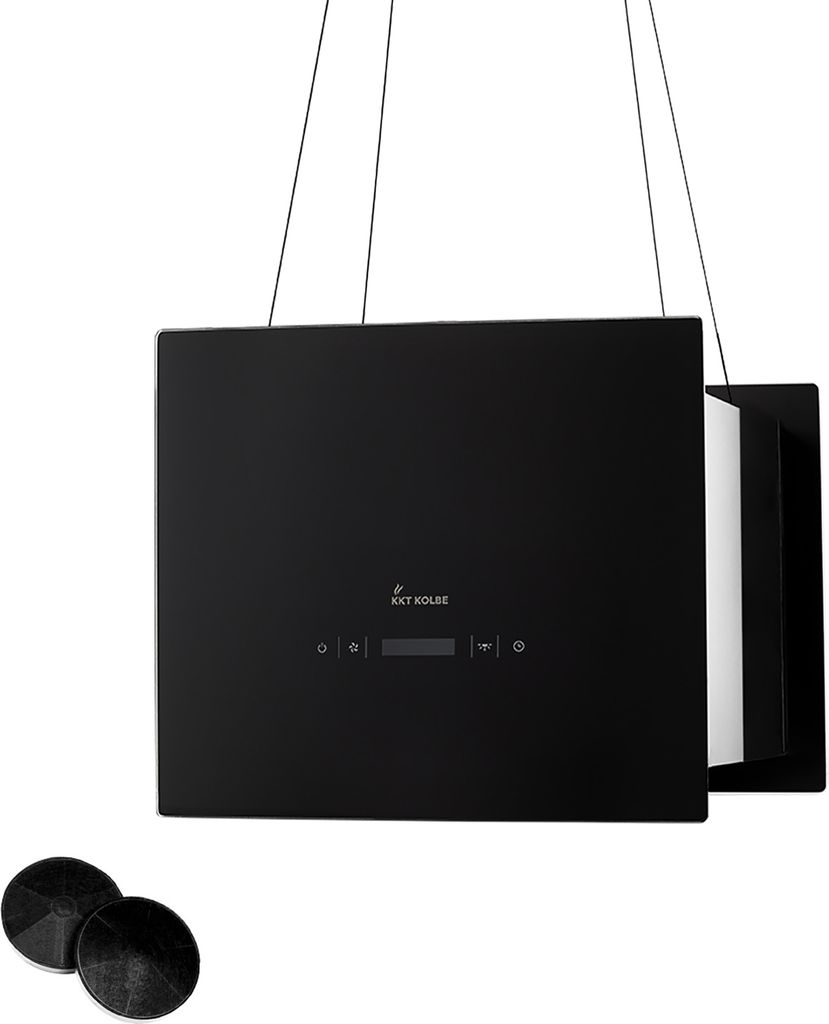 KKT KOLBE Dunstabzugshaube 40 cm | Inselhaube | Edelstahl | schwarzes Glas | SensorTouch Bedienung | LED-Beleuchtung | Umluft | BOX400S