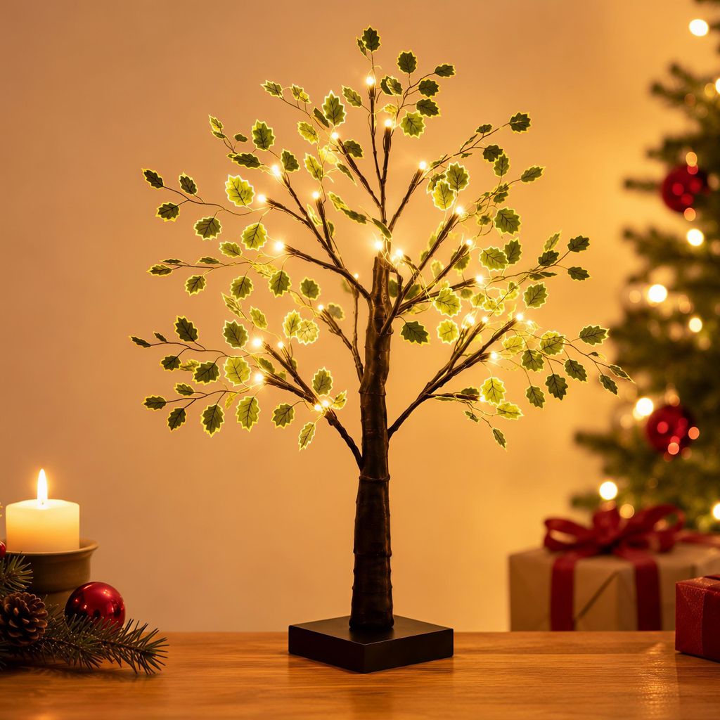 LED Weihnachtsdeko Birkenbaum,Warmweißes Weihnachtslicht,USB/Batteriebetrieben,Tischbaum für Advent,Weihnachten,Ostern,Winterdeko Wohnzimmer(Schw...