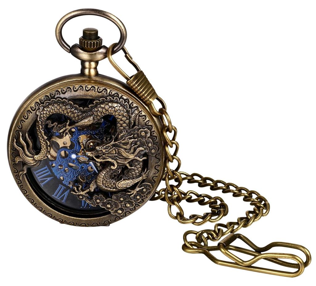 Montre de poche mécanique vintage avec chaîne Image du produit 