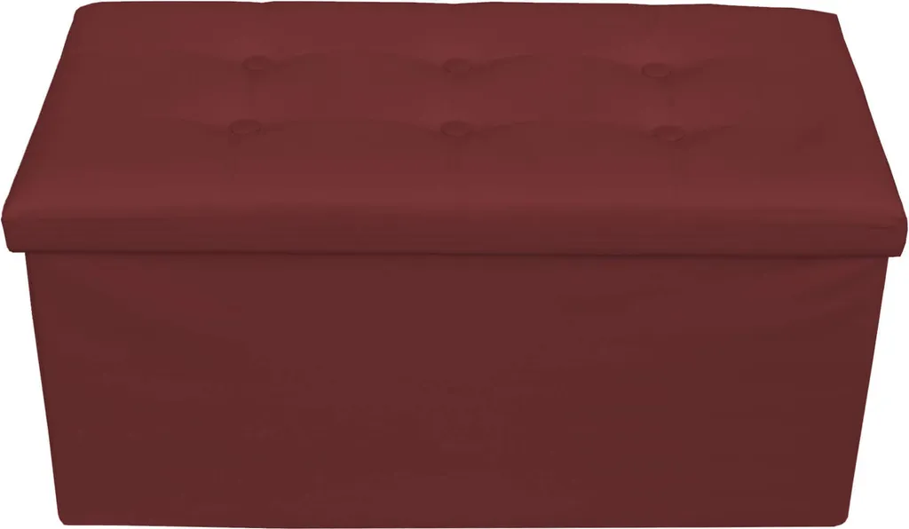 Rebecca Mobili Pouf de Rangement en Similicuir Bordeaux avec Coffre