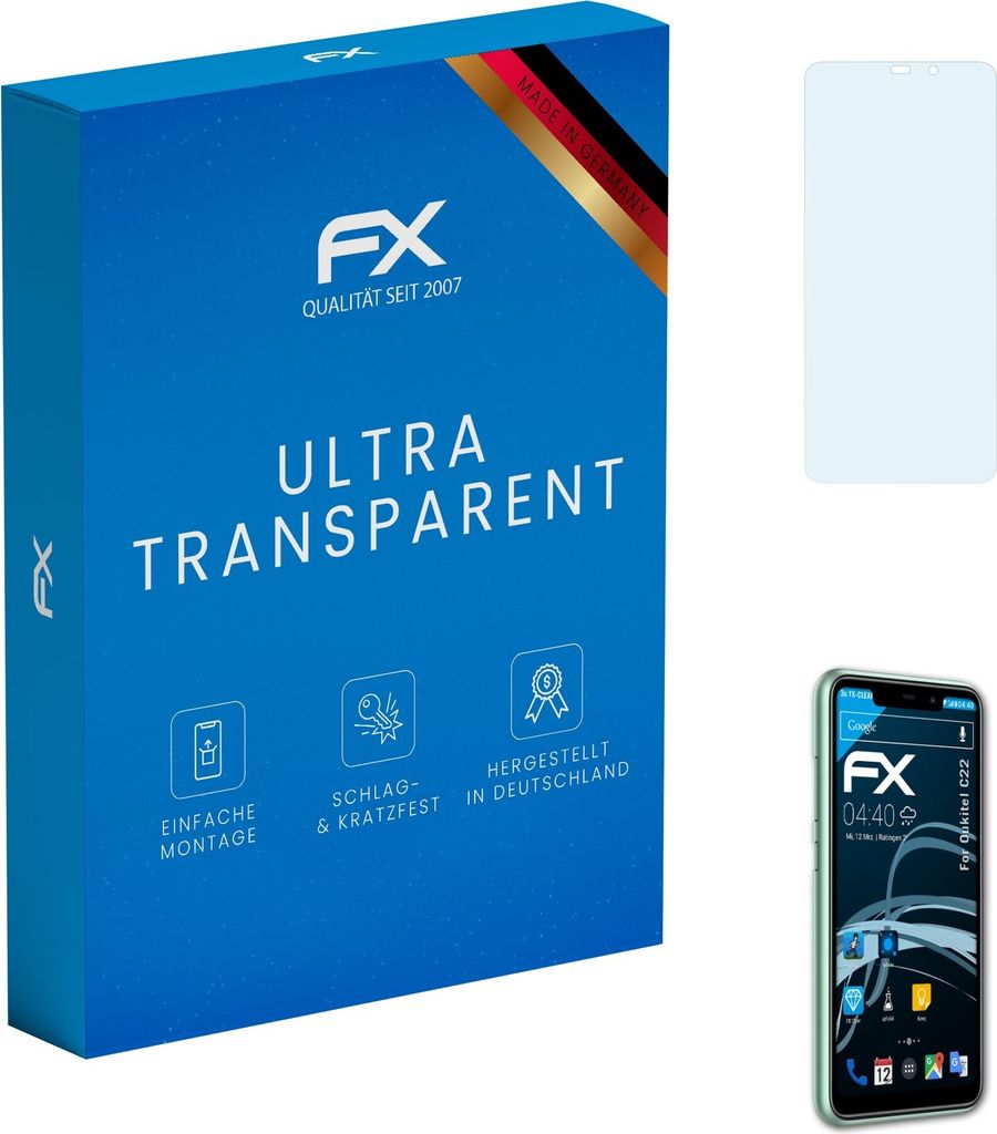 atFoliX FX-Clear 3x Schutzfolie kompatibel mit Oukitel C22 Displayschutzfolie