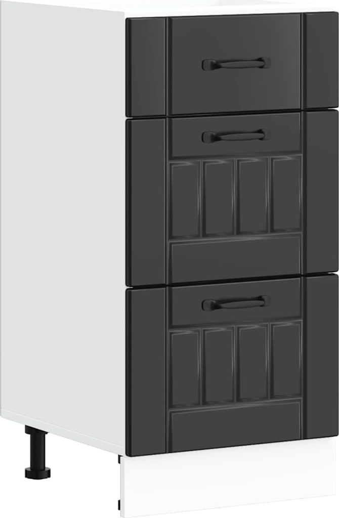 Küchenunterschrank „Lucca“ Schwarz Holzwerkstoff