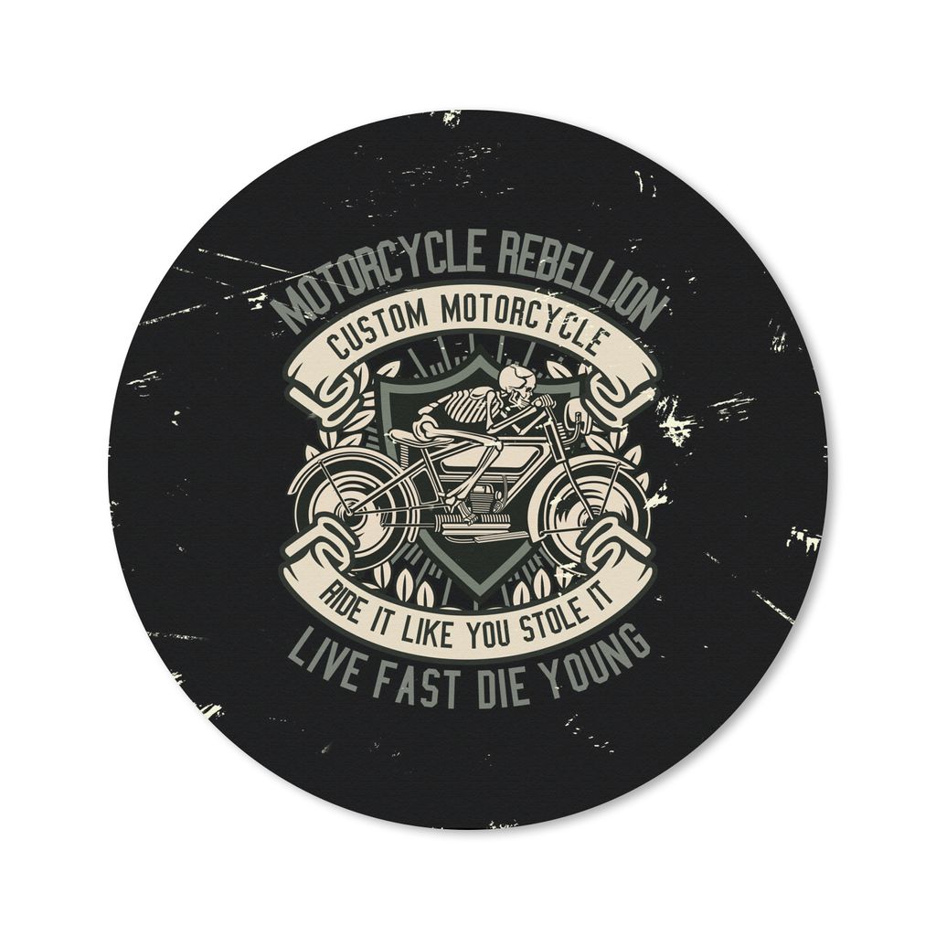 MuchoWow Mauspad Mousepad Motorrad - Skelett - Retro 30x30 cm - Mousepads - Maus Mat - Pad - Mausunterlage - Tischunterlage - Schreibtischmatten