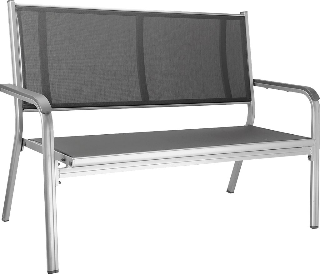 KETTLER Basic Plus 2er Bank, silber/anthrazit, Aluminium/Outdoorgewebe