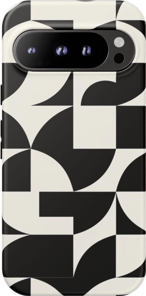 Schwarz-weißes geometrisches Muster – Hülle Kompatibel mit Google Pixel 9 Pro