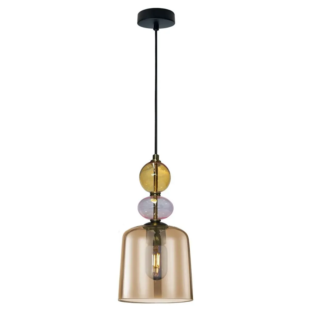 Suspension salon cuisine verre ambre Tropea Light Prestige E27 15W